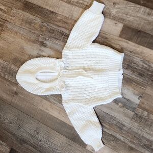 Vintage‎ Venture Baby Girl Cream Hooded Chunky Knit Sweater Size 9-12 Months 70s